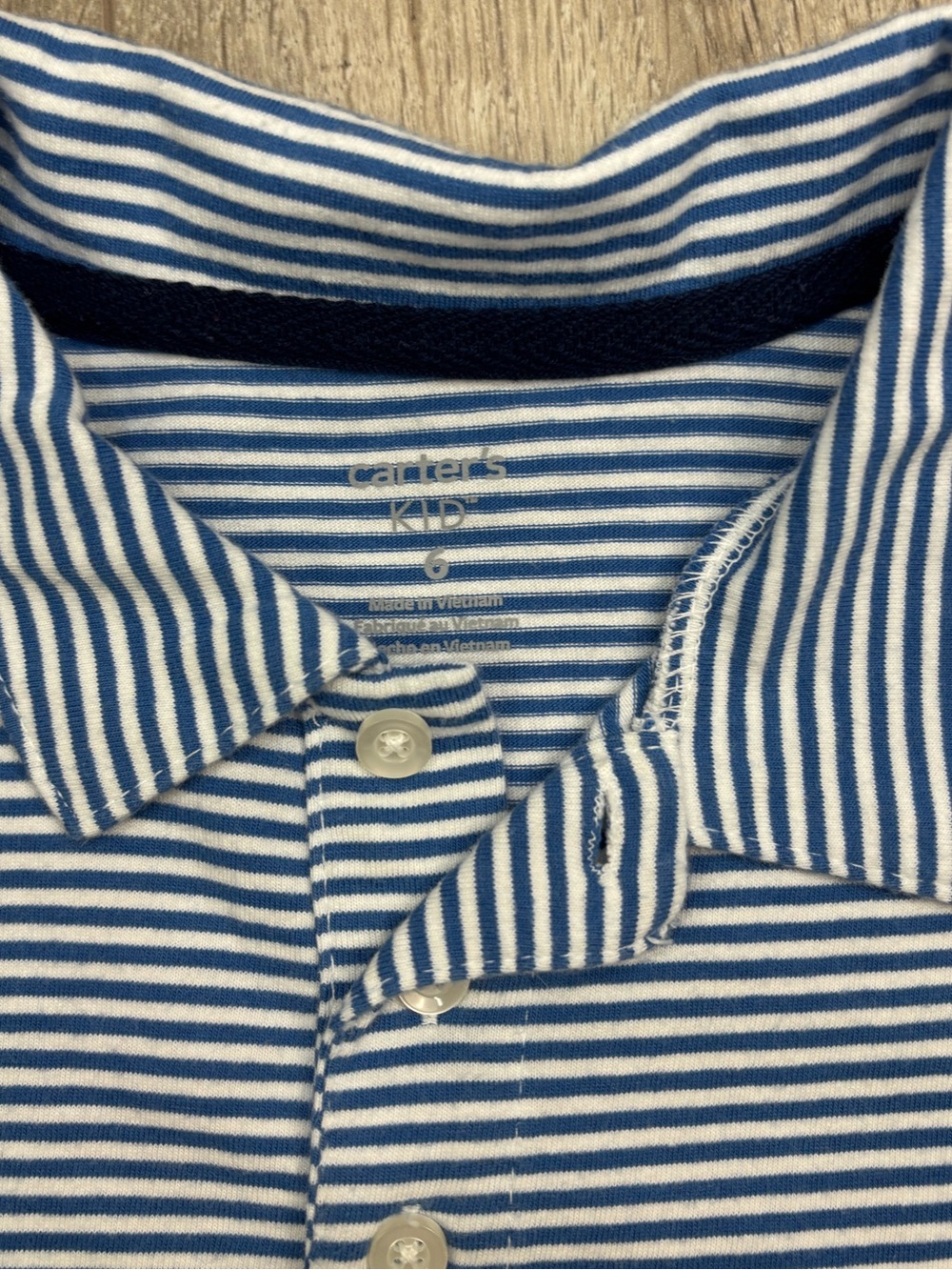Carter’s Striped Polo Shirt Size 6 Blue White Stripes - Picture 4 of 8